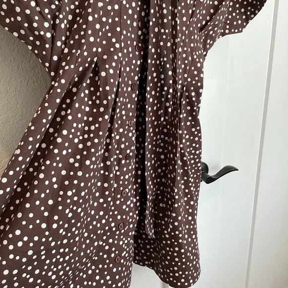 Exquise Tobie Collared Button-Front Tie-Neck Mini Shirt Dress Anthroplogie NEW - Picture 6 of 15